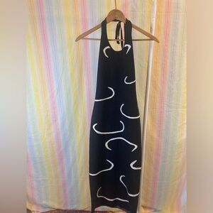 O.Vianca black and white halter maxi dress, size M